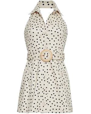 Cara Cara Parker polka-dot belted mini dress - Blanco