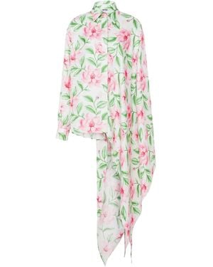 Moschino Floral-Print Asymmetric Silk Shirt - White