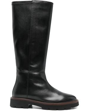 Geox Zip Leather Boots - Black