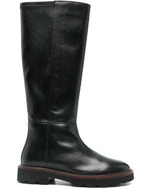 Geox Zip Leather Boots - Black