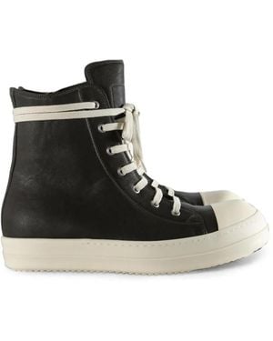 Rick Owens High-Top Leather Trainers - Black