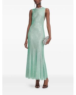 Self-Portrait Rhinestone-Embellished Dress - Green