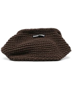 So Allure Crochet Clutch Bag - Brown