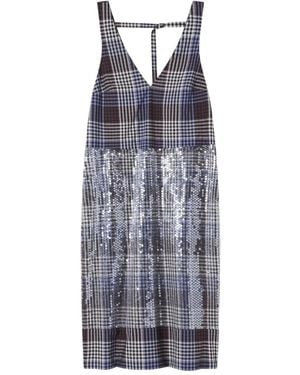Lee Mathews Wren Checked Sequin-Embellished Midi Dress - Purple