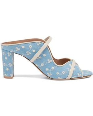 Malone Souliers Norah Floral-Printed Heeled Sandals - Blue