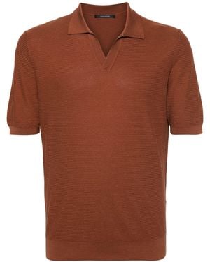 Tagliatore Paco Split-Neck Polo Shirt - Brown