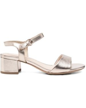 Tamaris Metallic-Effect Block-Heel Sandals - White