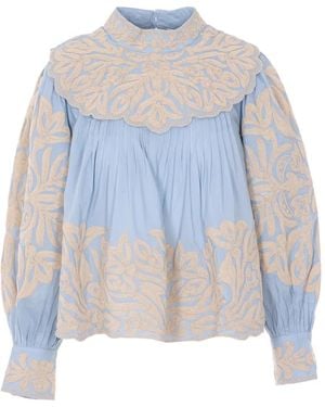 Sea Camicia Alexandra Con Ricamo - Blu