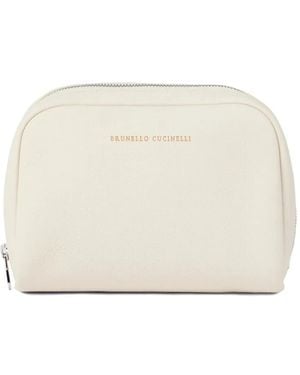 Brunello Cucinelli Leather Wash Bag - Natural