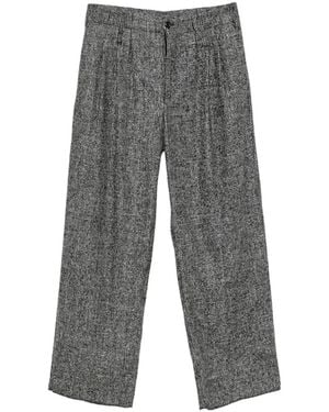 Emporio Armani Pleated Pinstripe-Pattern Trousers - Grey