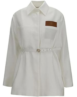 Fendi Gürtel-Hemd Mit Logo-Patch - Grau