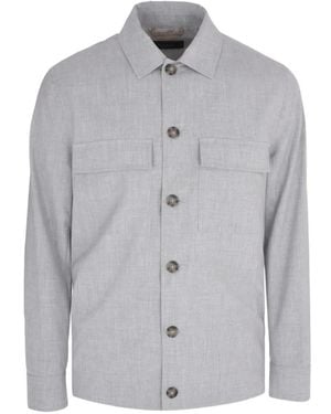 Peserico Slub-Texture Button-Pocket Jacket - Gray