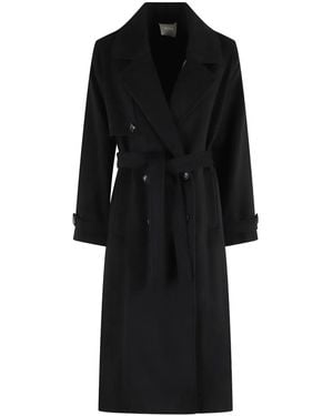Kiltie Cappotto Doppiopetto Con Cintura - Nero