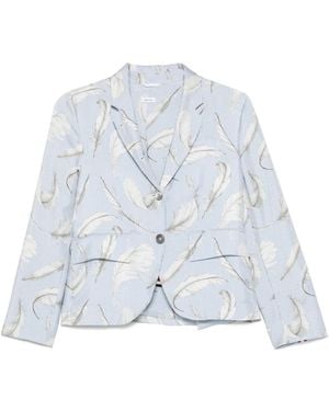 Thom Browne Feather-Print Silk Blazer - Blue