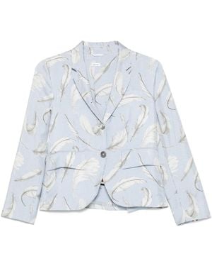Thom Browne Feather-Print Silk Blazer - Blue