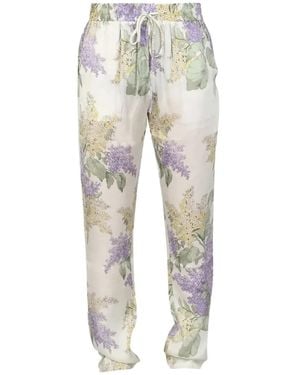 MOUTY Floral-Print Straight-Leg Trousers - Grey