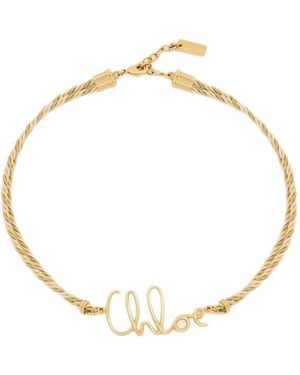 Chloé Plage Halskette mit geflochtenem Logo - Mettallic