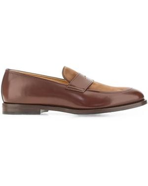 Brunello Cucinelli Paneled Leather Penny Loafers - Brown
