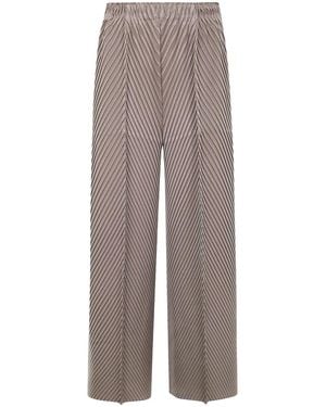 Issey Miyake プリーツ ワイドパンツ - グレー