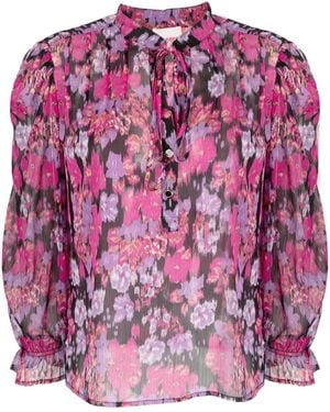 Liu Jo Floral-Print Tie-Neck Blouse - Pink