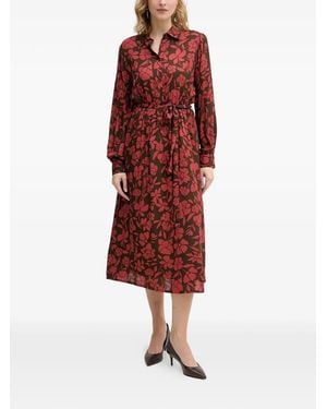 Benetton Floral-Pattern Midi Dress - Red