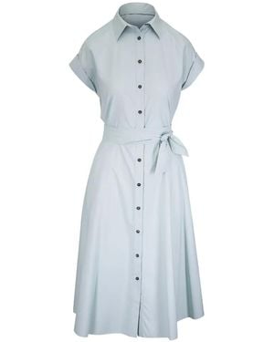 Kiton Vestido Midi Con Cinturón Y Botones - Azul