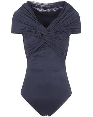 Gentry Portofino Twisted Draped Swimsuit - Blue