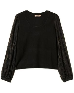 Twinset Blouse À Manches En Dentelle - Noir