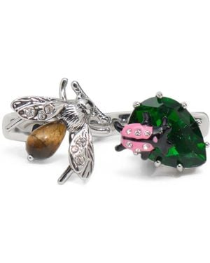 Bimba Y Lola Bague Double Avec Cristaux Et Abeille En - Vert