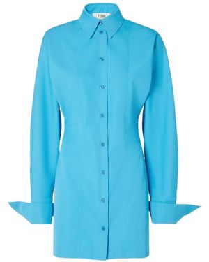 Fendi Buttoned Collared Dress - Blue