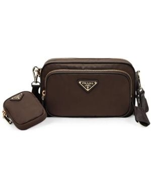 Prada Bolso De Hombro Re-Nylon Con Placa Del Logo - Marrón