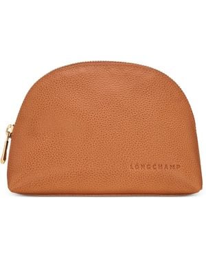 Longchamp Le Foulonné Clutch Aus Strukturiertem Leder - Braun
