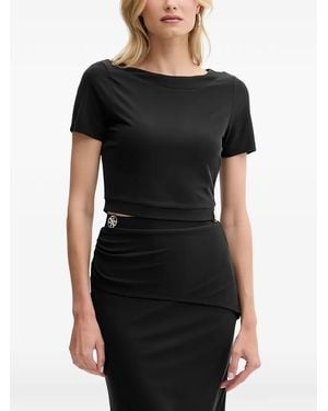 Guess Ribbed Short-Sleeve T-Shirt - Black