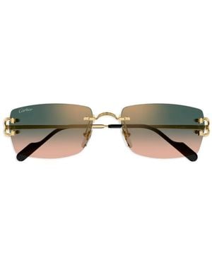 Cartier Decor C Zonnebril Met Randloos Montuur - Groen