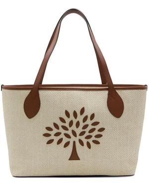 Mulberry Tree-Motif Woven Tote Bag - Natural