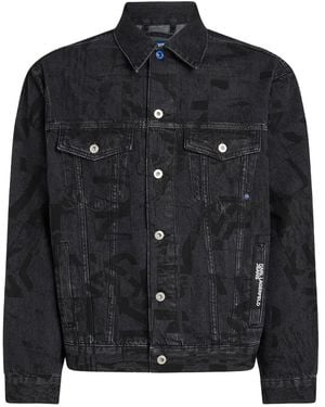 KARL LAGERFELD Logo-Print Denim Jacket - Black