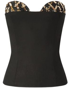 Genny Top palabra de honor con detalles - Negro