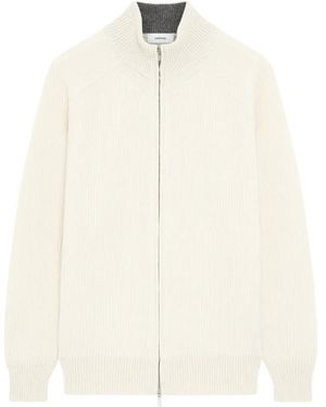 Lardini Ribbed-Knit Zip-Up Jumper - White