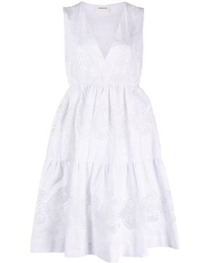 P.A.R.O.S.H. Guipure-Lace Tiered Cotton Dress - White