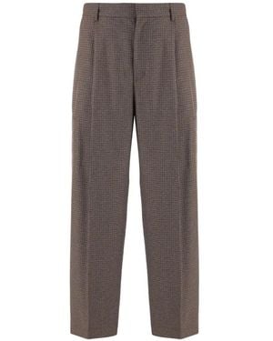 DARKPARK Houndstooth-Pattern Pleated Trousers - Grey