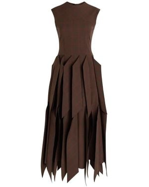 A.W.A.K.E. MODE Plaid Midi Dress - Brown