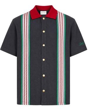 Drole de Monsieur Stripe-Detail Short-Sleeve Shirt - Grey