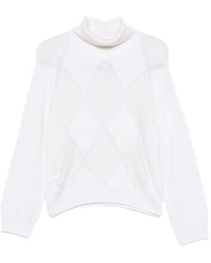 Peserico Argyle Roll-Neck Jumper - White