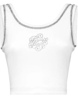 Philipp Plein Crystal-Embellished Tank Top - White