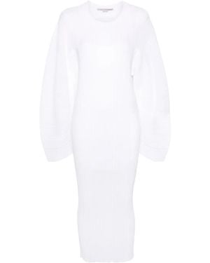 Stella McCartney Plissé Fine-Knit Midi Dress - White