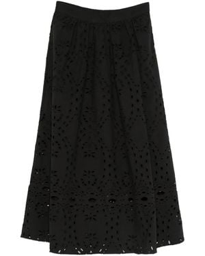 Ba&sh Falda midi Bela con ojales bordados - Negro