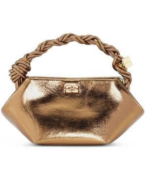 Ganni Bou Metallic-Effect Mini Tote Bag - Brown