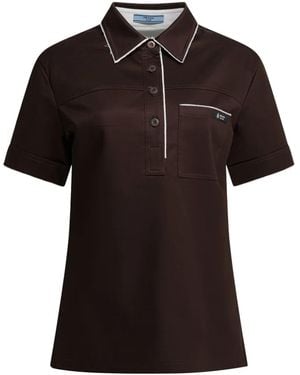 Prada Piped Polo Top - Black