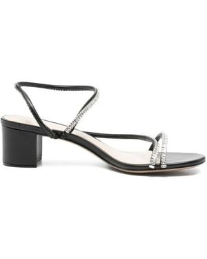 Alexandre Birman Crystal-Embellished Leather Sandals - White