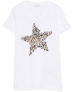 Liu Jo Printed T-Shirt With Rhinestones - White